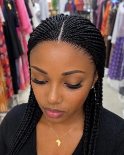 Cornrow Braids Lace Front Wig - Black 01