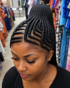 Cornrow Ponytail Lace Wig - Black Geometric 19