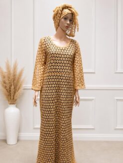 Alternative view of Boubou Gold Crochet Lace avec Turban